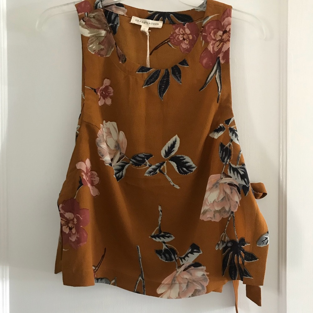 Grade & Gather Floral Side Tie Crop Top